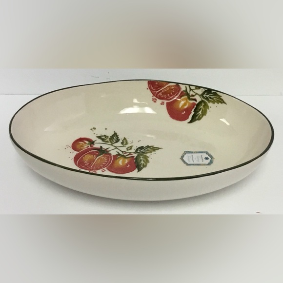 Oval Serving Platter Italian Theme Papart Hand Painted Tomatoes13.5” New - Picture 1 of 6